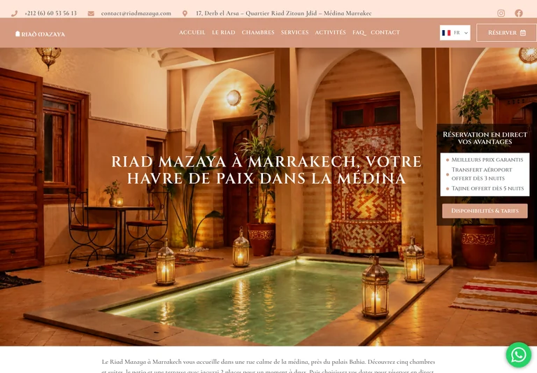 Website screenshot Riad Mazaya